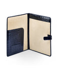 Leather conference folder, navy croc, inside