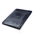 A4 leather document folder, navy croc, back