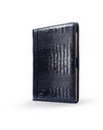 A4 leather document folder, navy croc, front