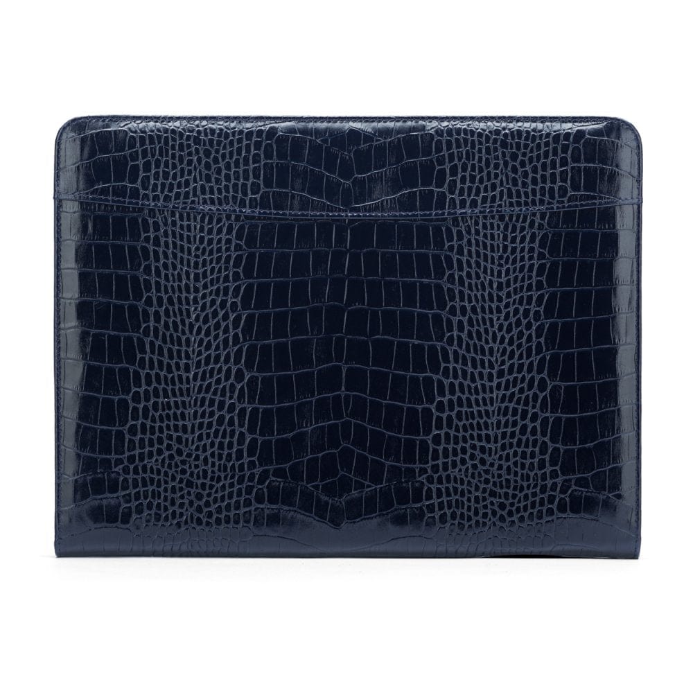 A4 leather notepad folder, navy croc, front
