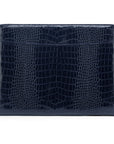 A4 leather notepad folder, navy croc, front