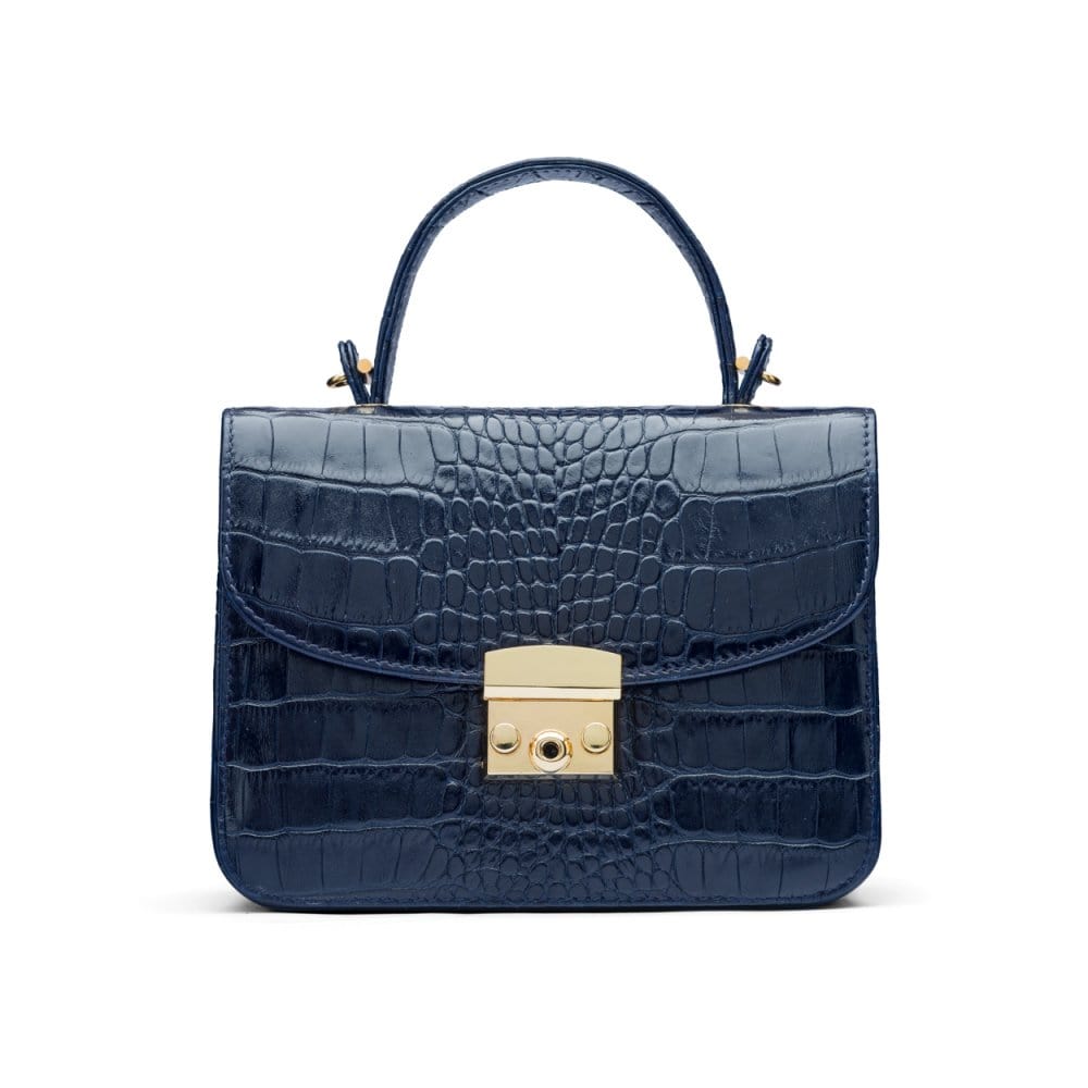 Mini Top Handle Bag, Navy Croc | Betty Bag | SageBrown