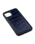 iPhone 11 Pro Max protective leather back cover, navy croc, back