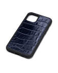 iPhone 11 Pro Max protective leather back cover, navy croc, back