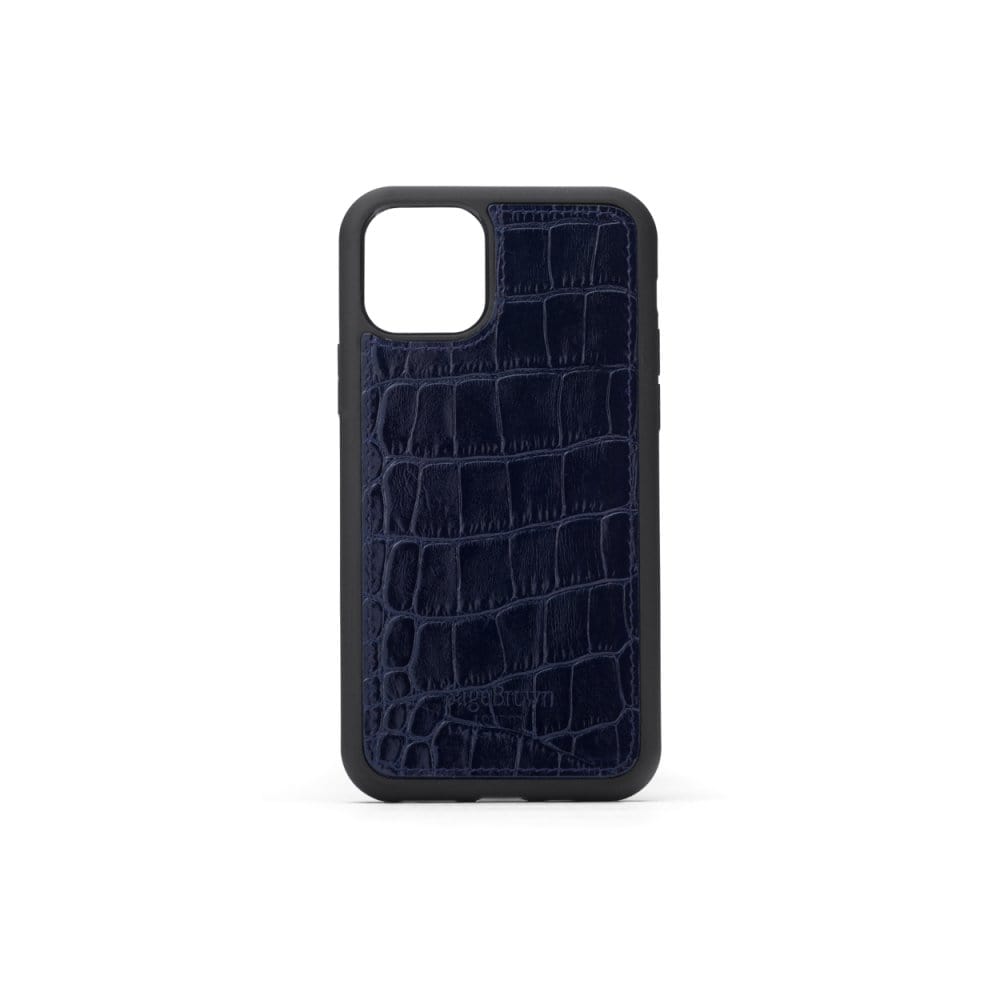 Navy Croc iPhone 11 Pro Max Protective Leather Cover