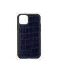 iPhone 11 Pro Max protective leather back cover, navy croc