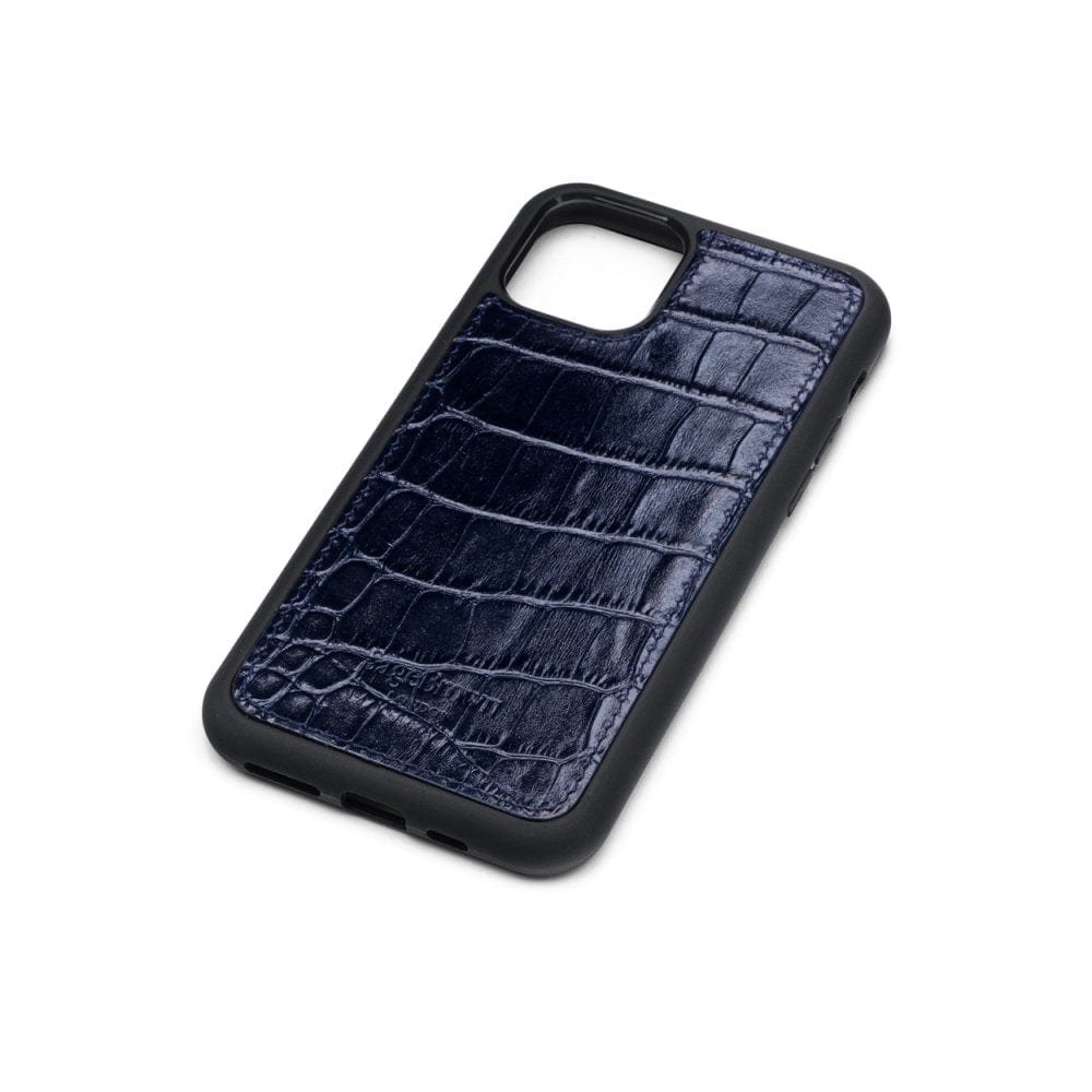 iPhone 11 Pro Protective Leather Cover - Navy Croc