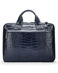 Leather 13" laptop briefcase, navy croc, back