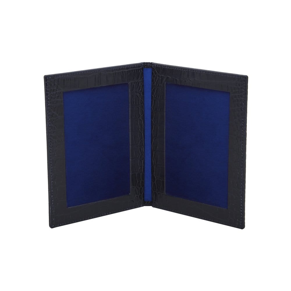 Double leather photo frame, navy croc, 6 x 4", inside