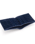 Leather compact billfold wallet 6CC, navy croc, inside