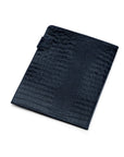 Leather document folder, navy croc, back