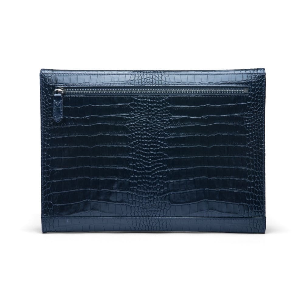 Leather envelope folder, navy croc, back