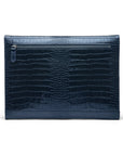 Leather envelope folder, navy croc, back