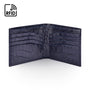 RFID leather wallet for men, navy croc, open view