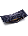 RFID leather wallet for men, navy croc, inside view