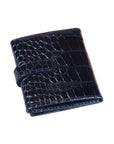 Mini leather trifold photo frame, navy croc, 60 x 40mm, back