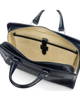 Leather 13" laptop bag, navy croc, inside