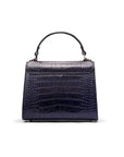 Small leather envelope bag, navy croc, back