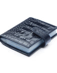 Navy Croc Multiple Leather Card Wallet