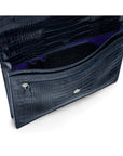 Small leather briefcase, navy croc, inside