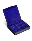 Large leather accessory box, navy croc, inside