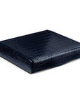 Large leather accessory box, navy croc, front