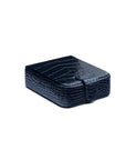 Leather accessory box, navy croc, front