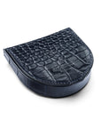 Leather horseshoe coin purse, navy croc, base