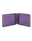 Leather Oyster card holder, navy croc, open
