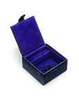 Compact leather jewellery box, navy croc, inside