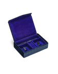 Luxury leather jewellery box, navy croc, inside