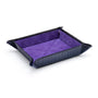 Leather valet tray, navy croc with purple