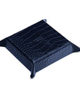 Leather valet tray, navy croc with purple, base