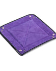 Leather valet tray, navy croc with purple, flat