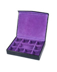 Navy Croc With Purple Men's Large Leather Cufflink Box