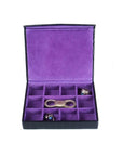 Navy Croc With Purple Men's Large Leather Cufflink Box