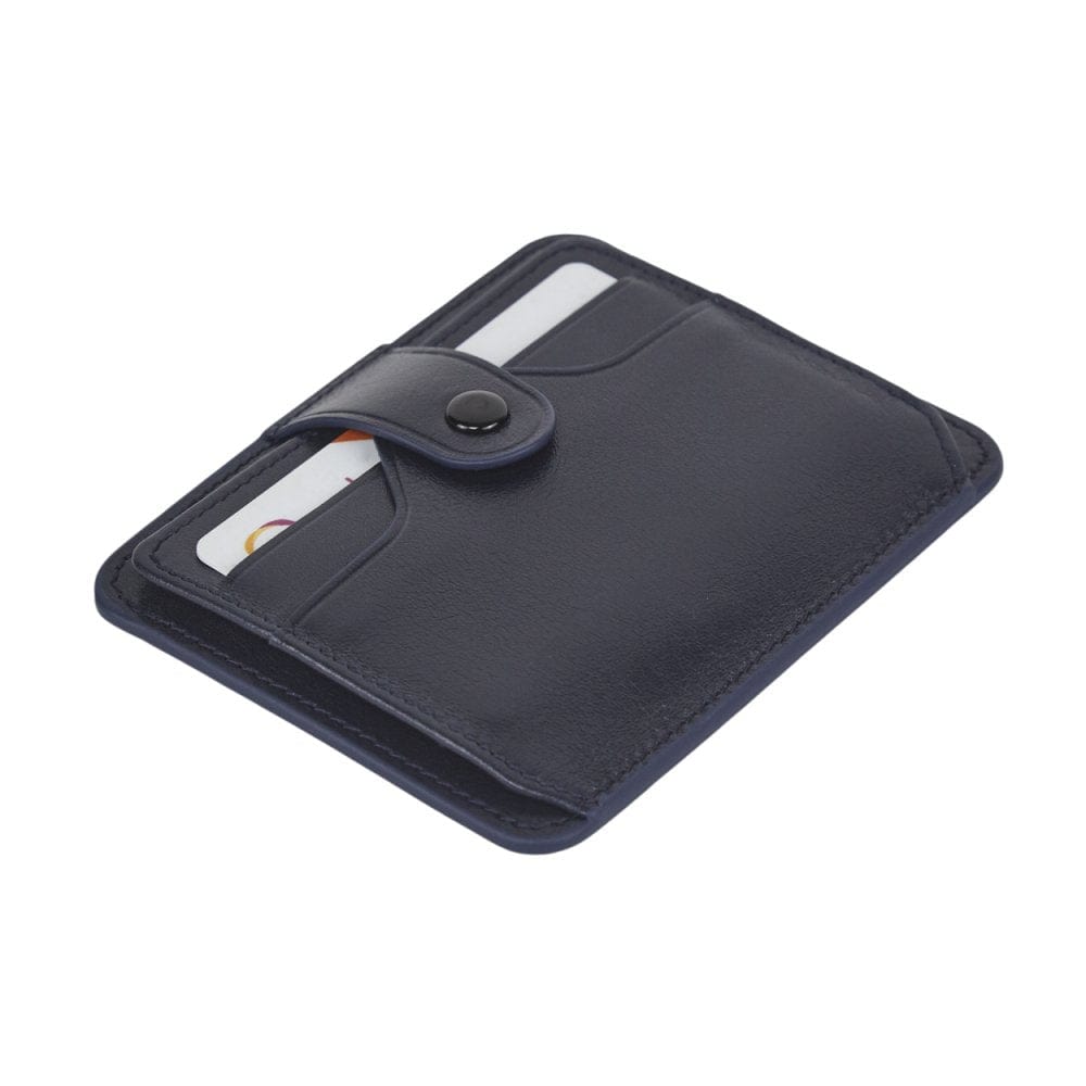 Navy Flat Compact Credit Card Wallet With 2 ID Windows, 6CC