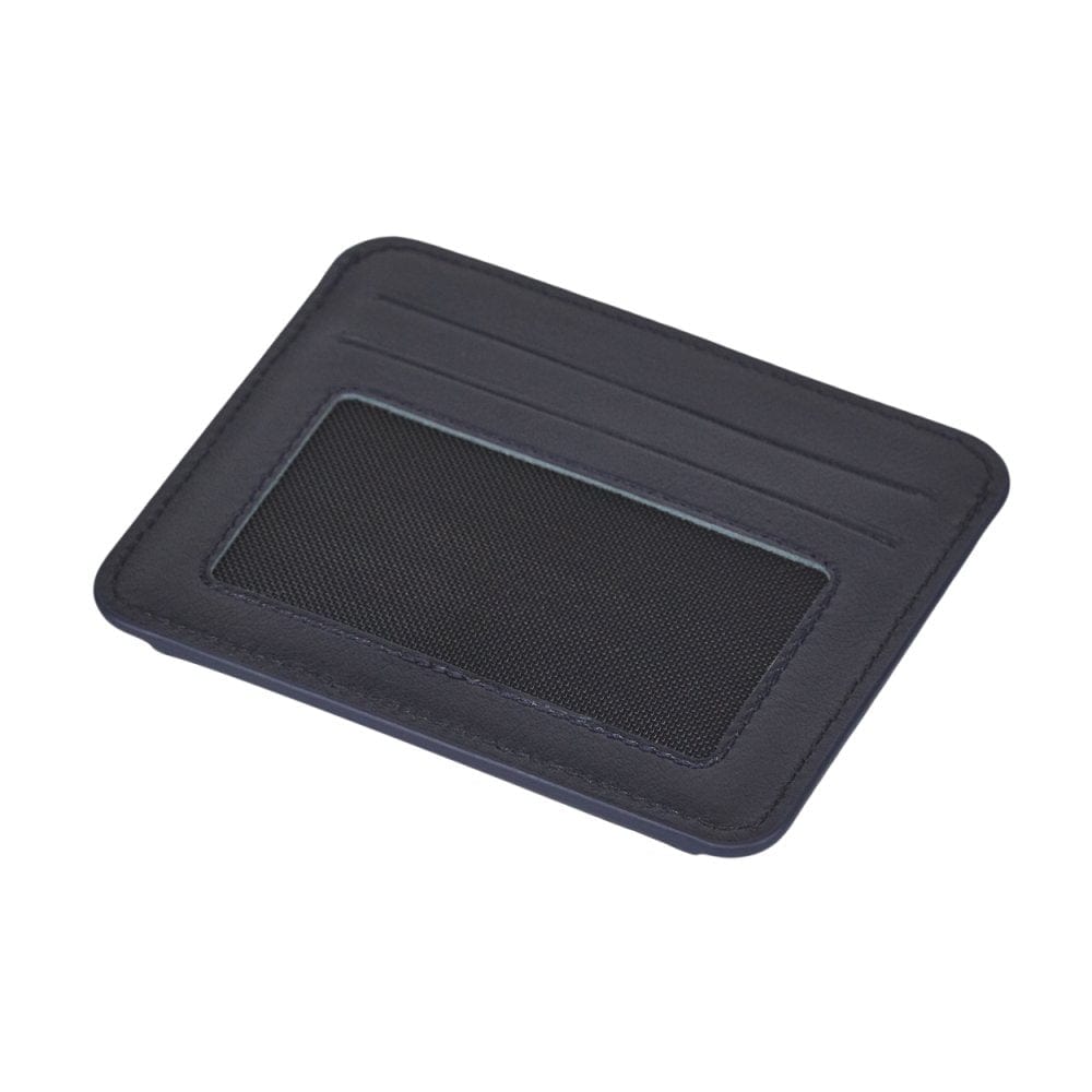 Navy Flat Compact Credit Card Wallet With 2 ID Windows, 6CC