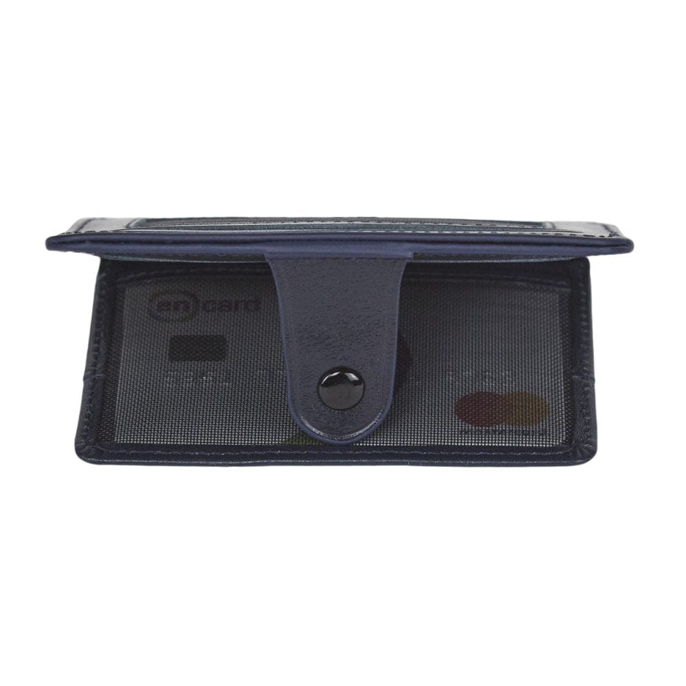 Navy Flat Compact Credit Card Wallet With 2 ID Windows, 6CC