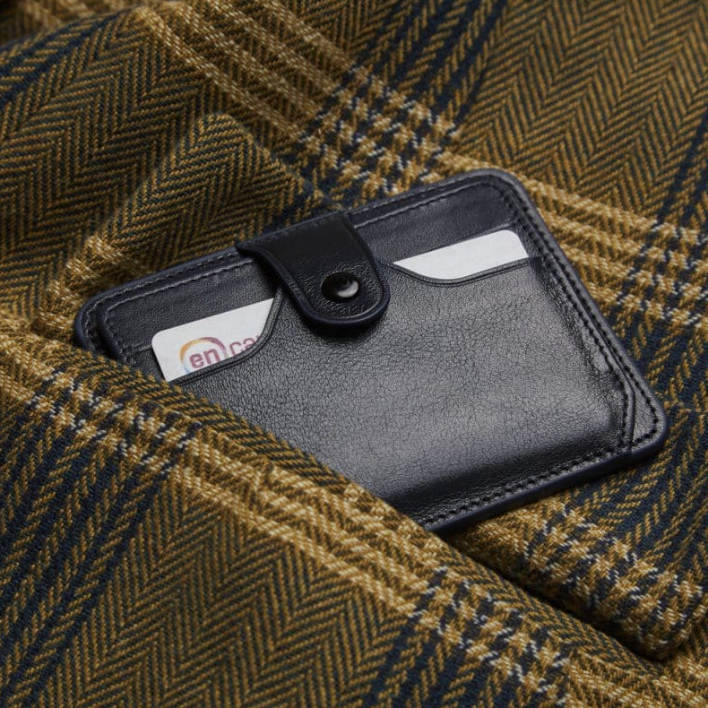 Navy Flat Compact Credit Card Wallet With 2 ID Windows, 6CC, lifestyle