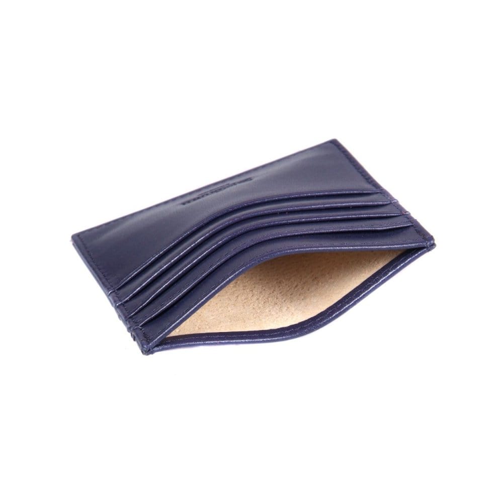 Navy Flat Leather 8 Credit Card Wallet
