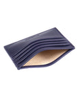 Navy Flat Leather 8 Credit Card Wallet