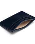 Flat leather credit card wallet 4 CC, navy saffiano, inside