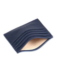 Navy Full Grain Flat Leather 8 Credit Card Wallet