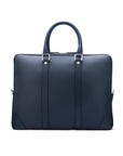 15" leather laptop bag, navy, front