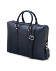 15" leather laptop bag, navy, side