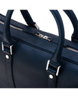 15" leather laptop bag, navy, zip closure