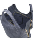 Large Woven Leather Bag - Navy