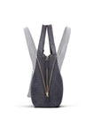 Large Woven Leather Bag - Navy