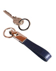 Leather detachable key ring, navy